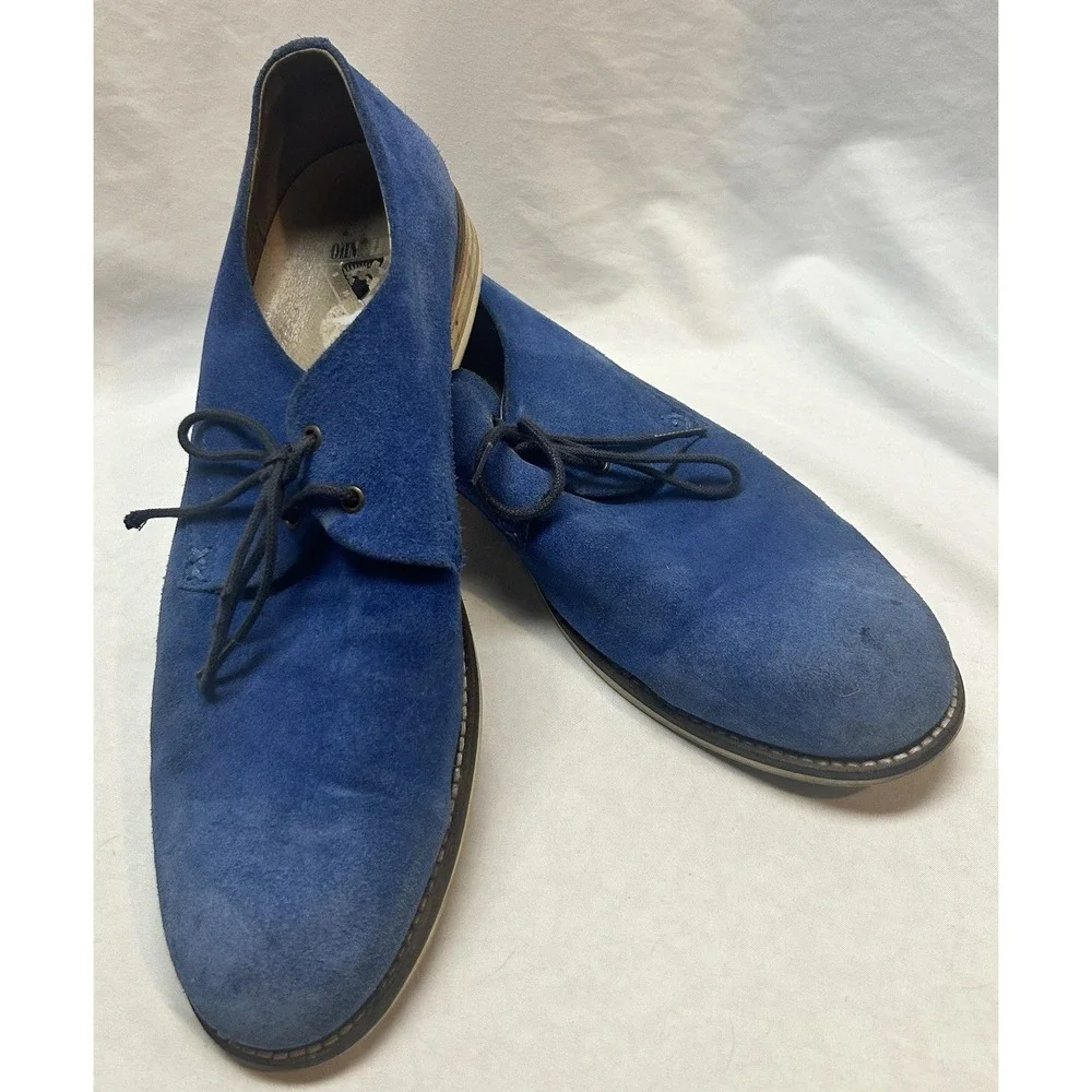 John Fluevog CBC Derby Men's Shoes Royal Blue Suede Size 12
